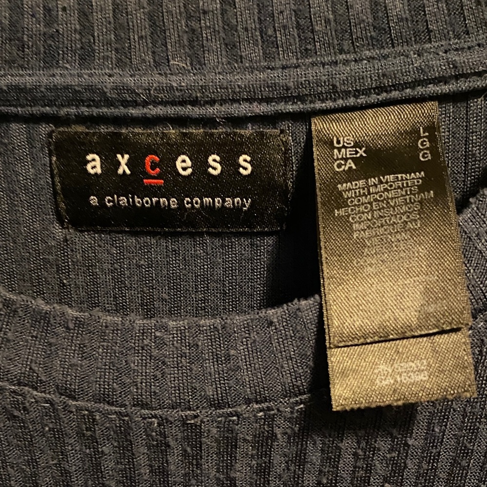 Axcess Dark Blue Ribbed Short Sleeve Tee - Picture 2 of 3